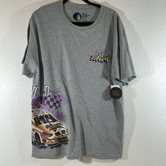 TREE HUGGER NATION Car Racing Graphic Tee Size Large NEW - Picture 2 of 6